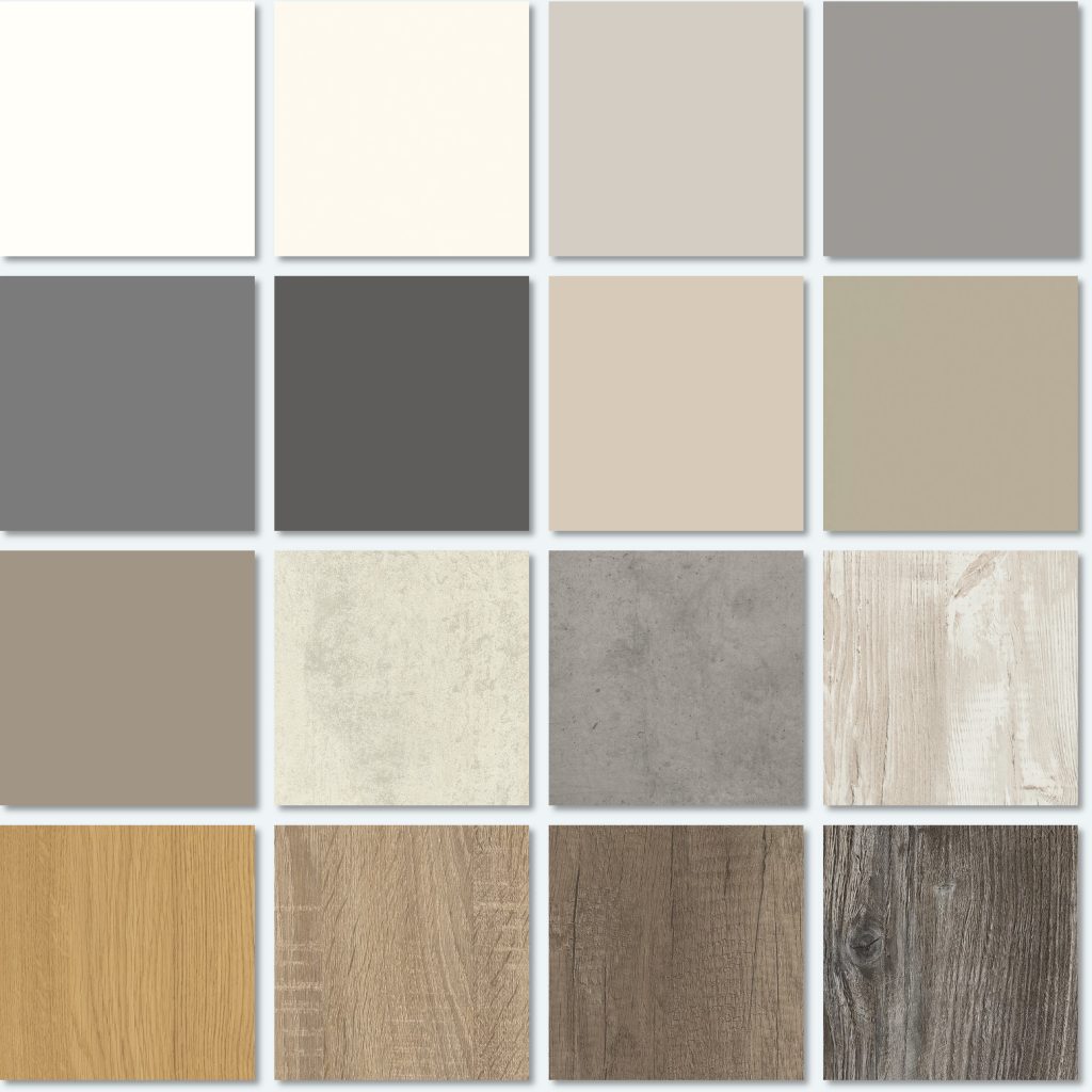 Sample chart of kitchen cabinet interior finishes