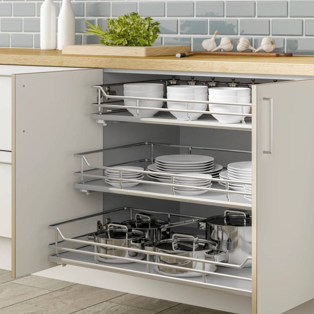 Kitchen cabinet interior pull out drawers