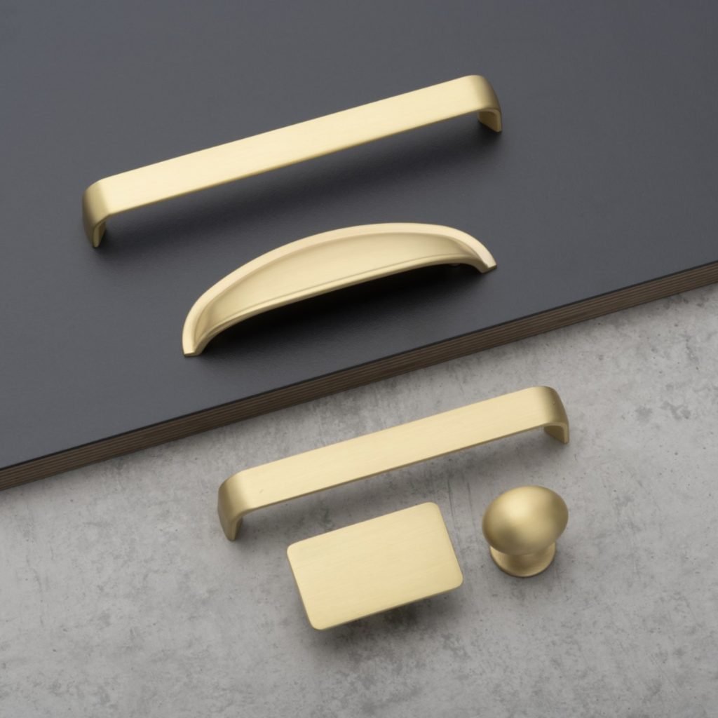 Satin brass kitchen cabinet knobs and handles