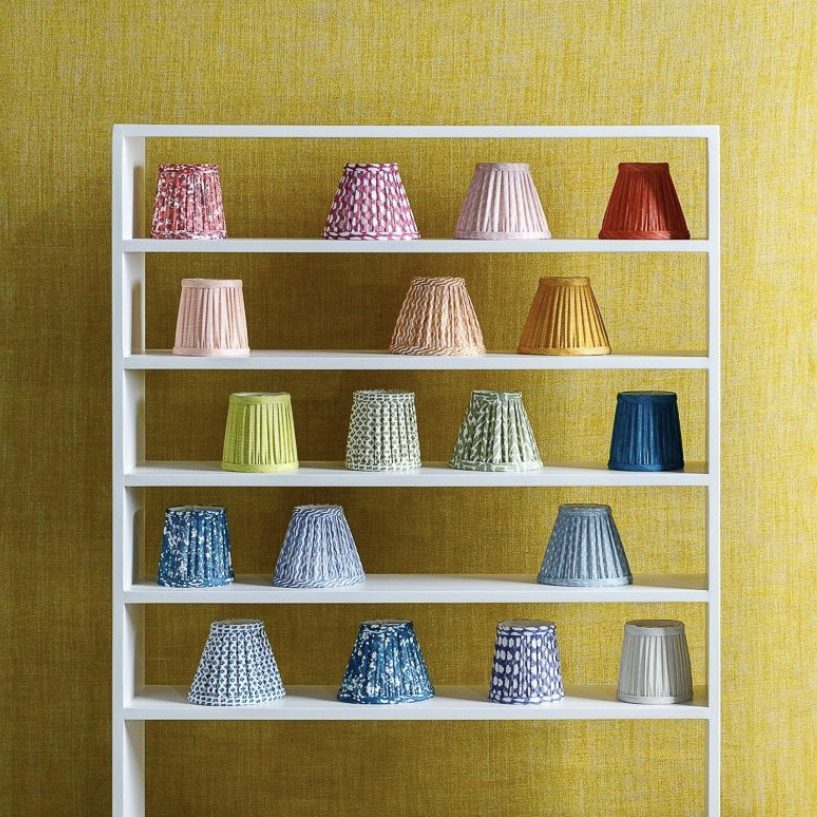 A selection of lampshades handmade in organic cotton print fabrics