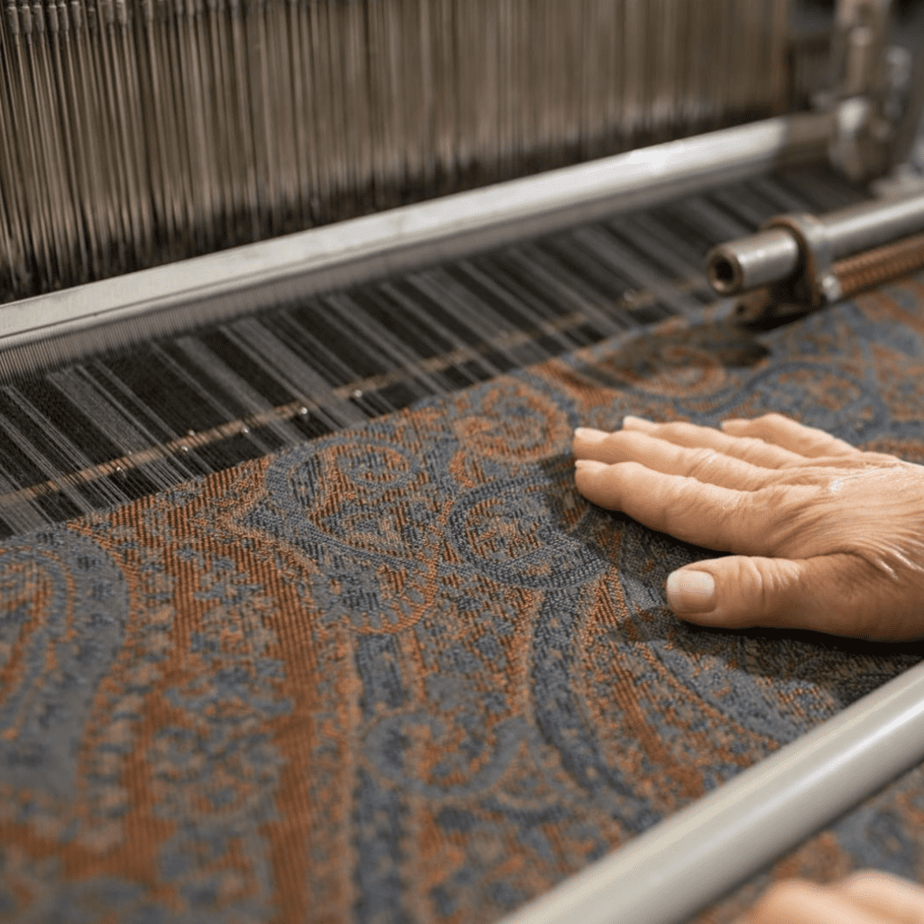 Wool paisley being hand woven
