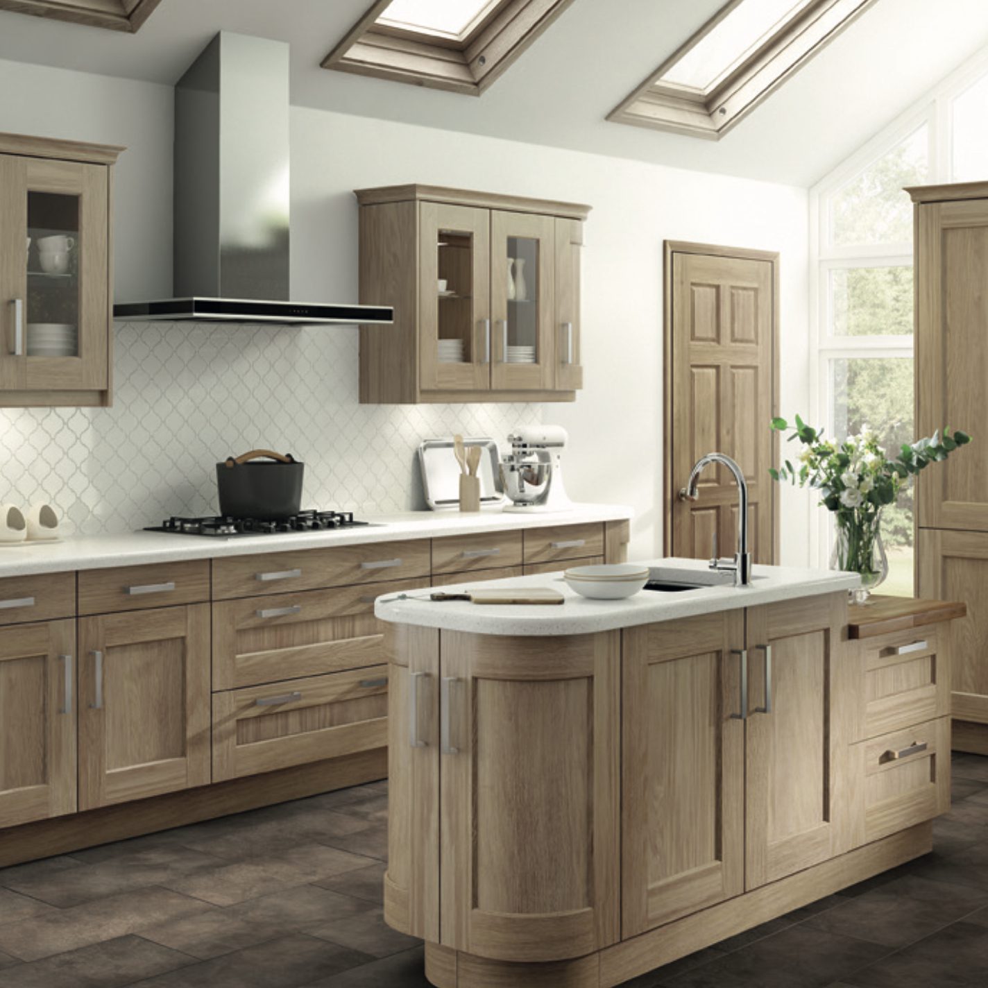 Solid ash shaker kitchen with centre island