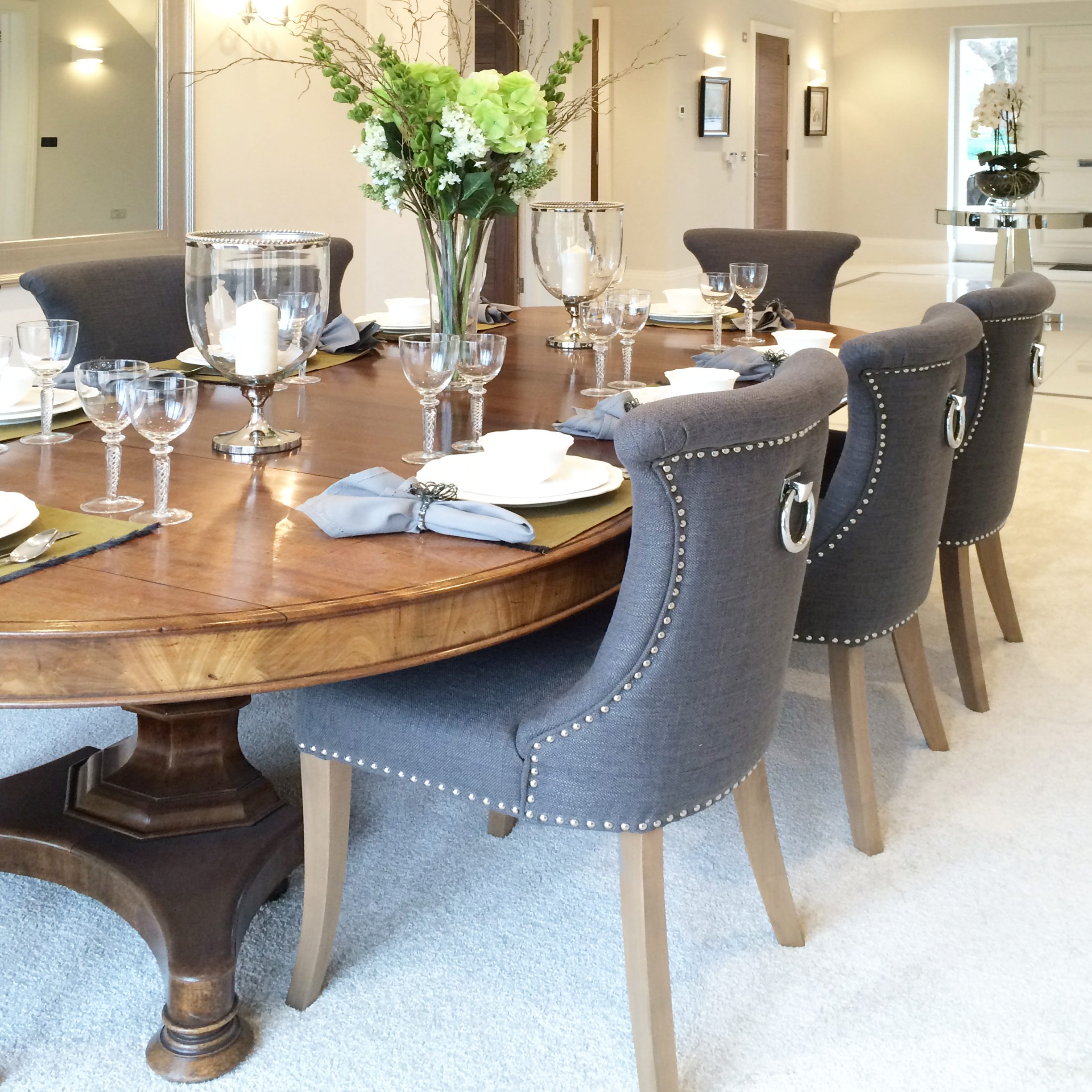 Dining room with an antique dining table