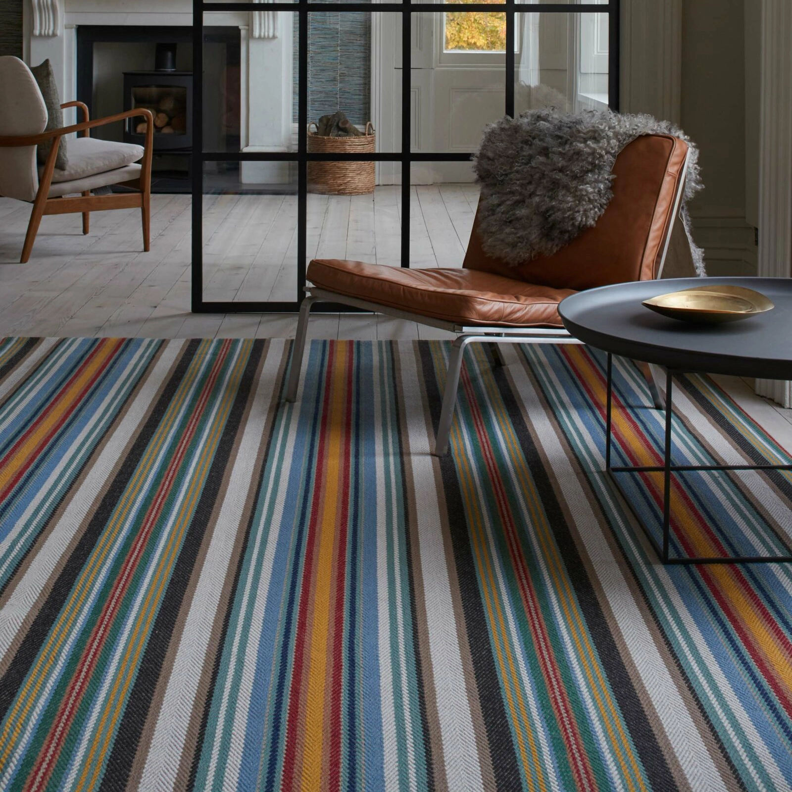 Multicoloured striped carpet